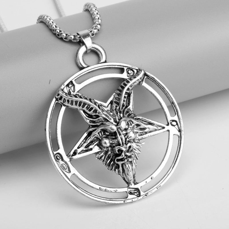 Viking Goat Pan God Skull Head Pendant Necklace