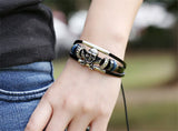Skull Men Bracelet Charms Leather Gothic