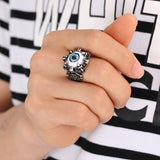 Men Claw Blue Evil Eye Skull Ring