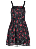 Retro Goth Strappy Floral Mini Dress