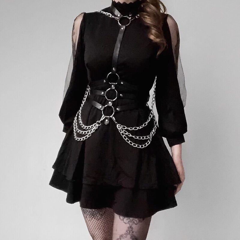 Gothic Metal Body Chain Bralete