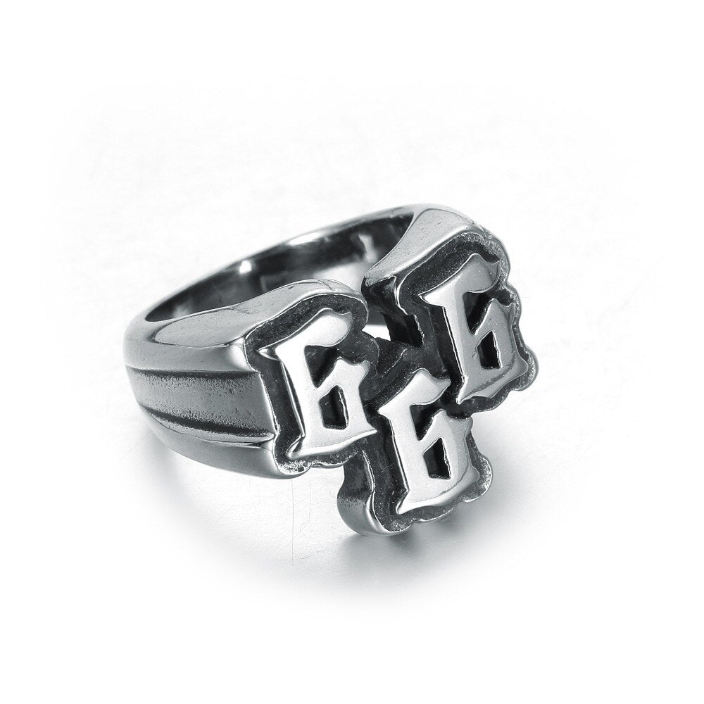 Stainless steel 666 ring