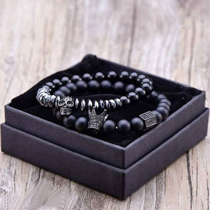 Stone Beads Skull Bracelet