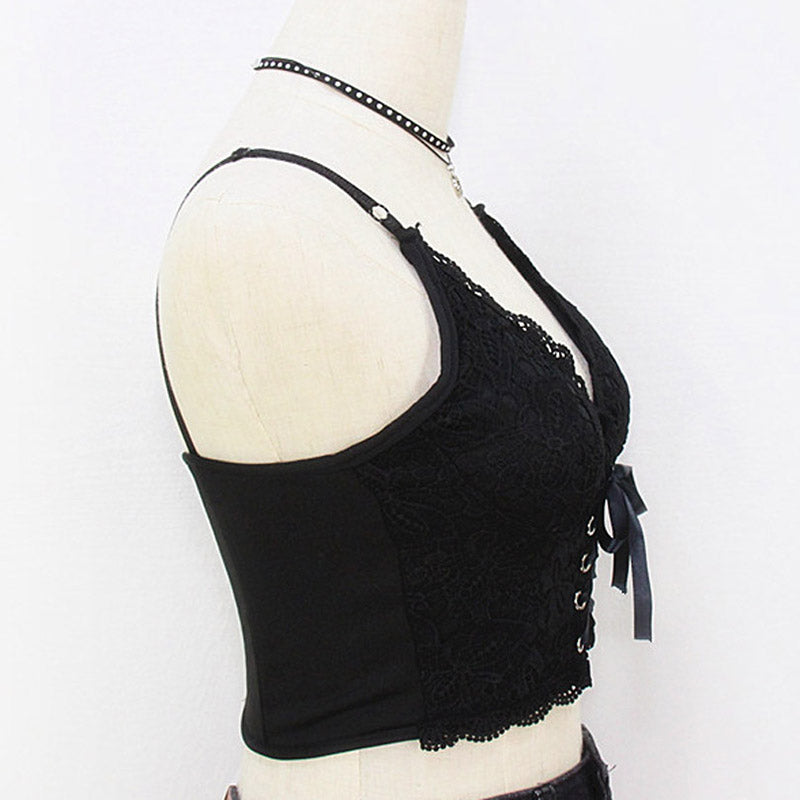 Gothic Punk Bandage Tank Tops Lace