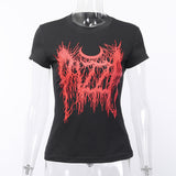 Gothic Dark Black Skinny Grunge Print T-shirt