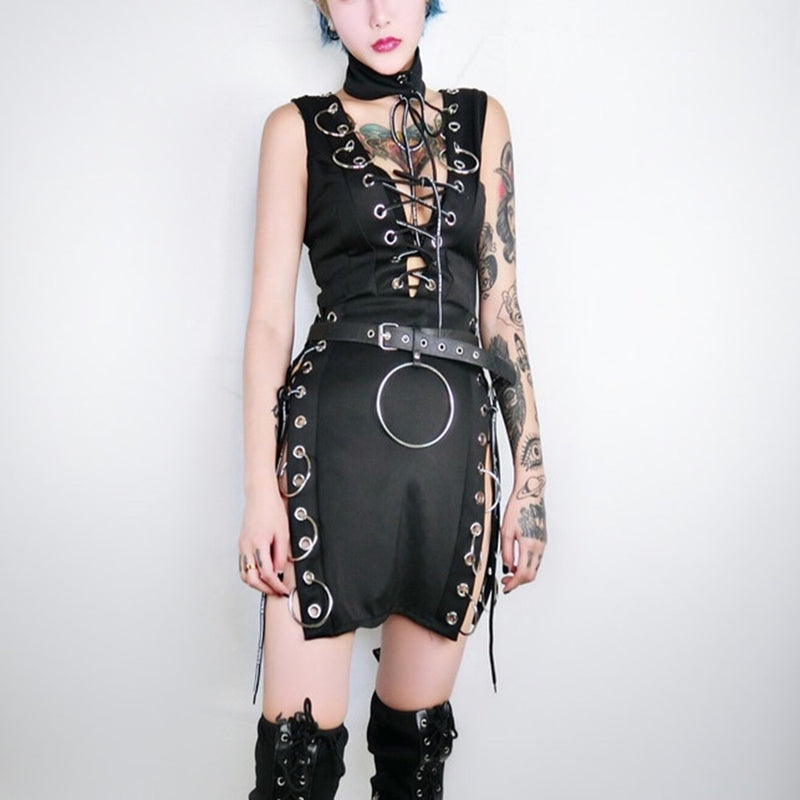 Gothic Black Split Sexy Mini Dresses