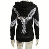 Skull Print Hoodie Long