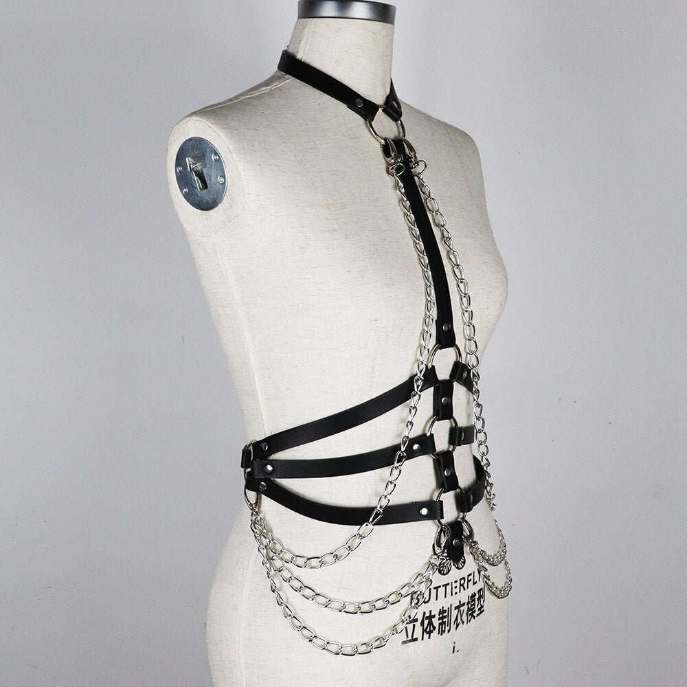 Gothic Metal Body Chain Bralete