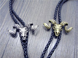 Chain Sheep Head Leather Necklace Long Tie Pendant