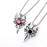 Double Dragon Cross Pendant Necklace Jewelry