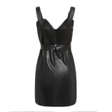 Leather Gothic Black Short Bodycon Dress