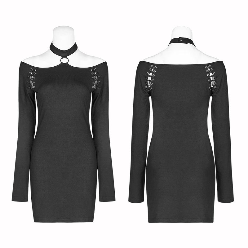 Halterneck Long Sleeved Dress