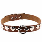 Leather Heart Choker Necklace