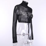 Gothic Punk Mesh Turtleneck Top Tees