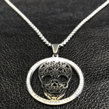Skull Crystal Stainless Steel Necklace Women
