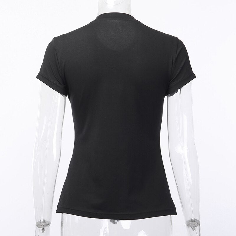 Gothic Dark Black Skinny Grunge Print T-shirt