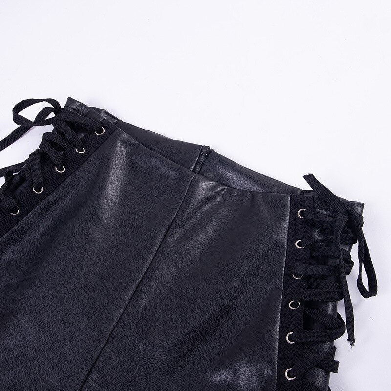 Sexy Black Matte Leather High Waist Leggings