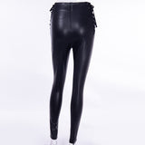Sexy Black Matte Leather High Waist Leggings