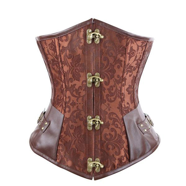 Corset Brown Black Steel Bone Underbust