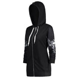 Skull Print Hoodie Long
