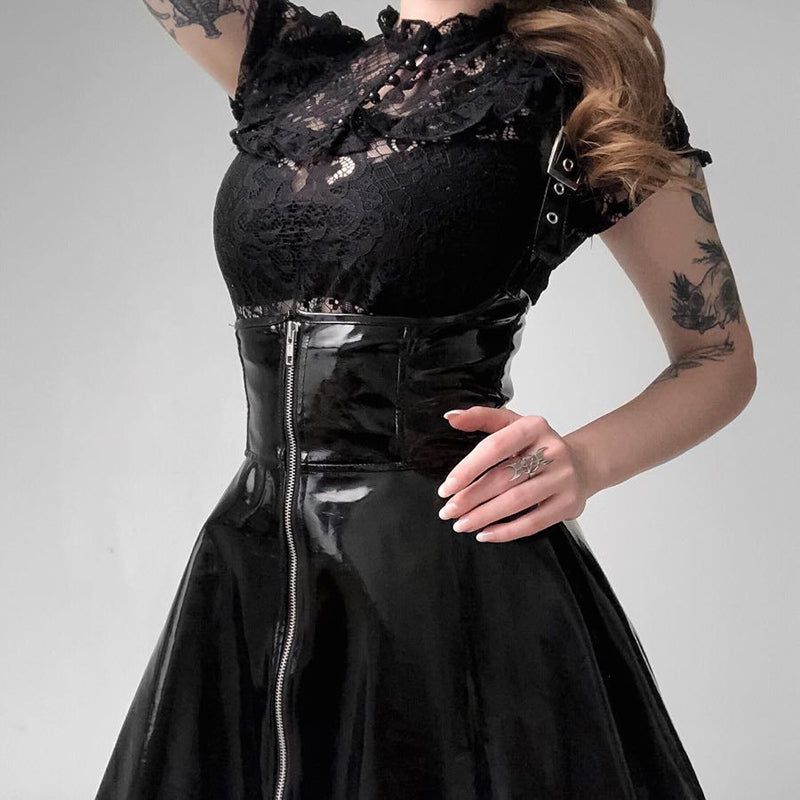 Sexy PVC Underbust Suspender Skirt Dress