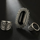 Stone Flower Rings Set