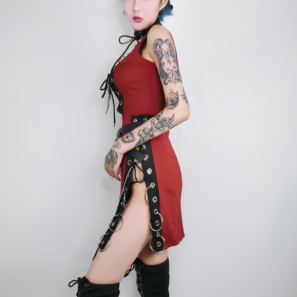 Gothic Black Split Sexy Mini Dresses