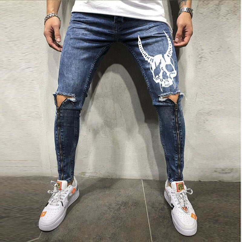 Skull Pants Black Blue