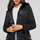 Zippers Belt Hooded Trench Coats