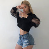 Fish net Long-sleeve Hooded