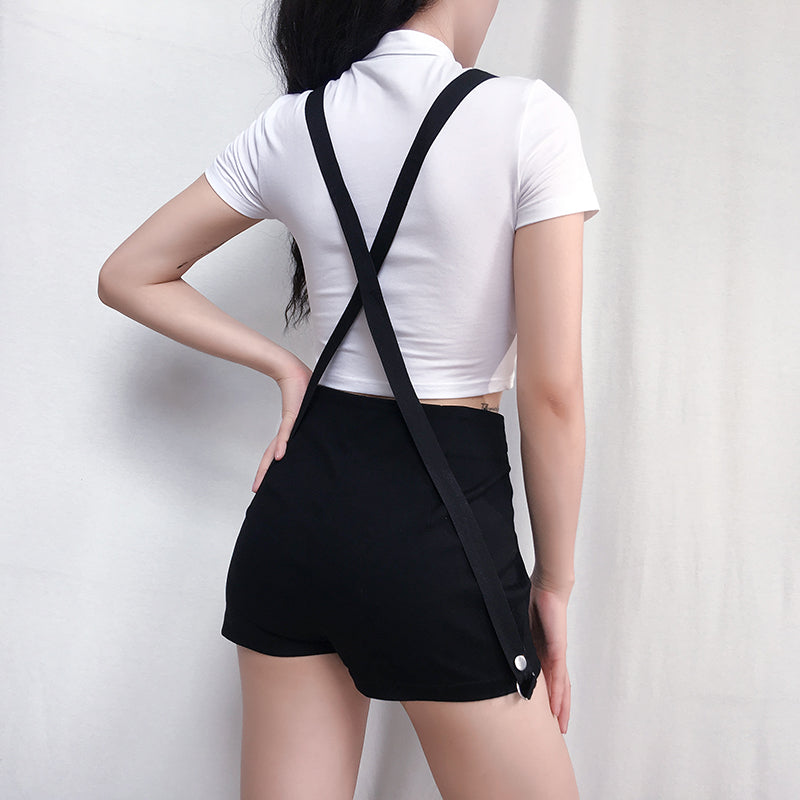 Punk Rock Bandage Shorts Black