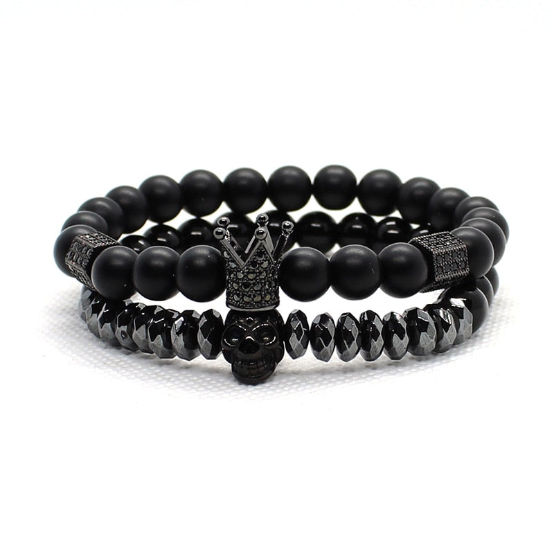 Stone Beads Skull Bracelet