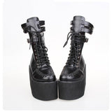 Punk Leather Lace-up Boots