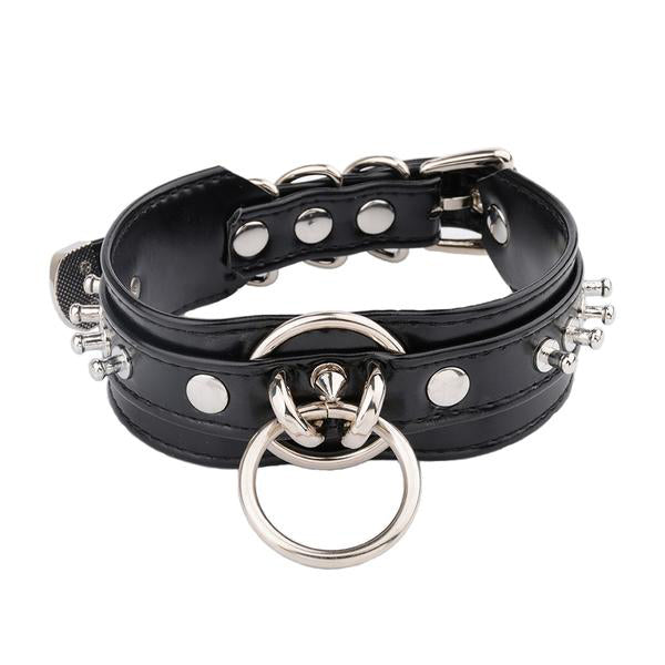 Fetish Faux Leather Layered Choker