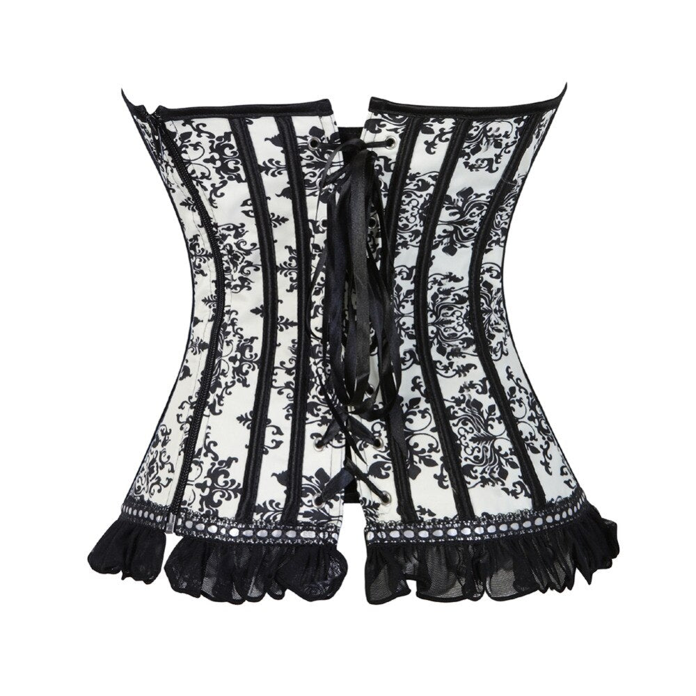 Floral Zipper Overbust Corset