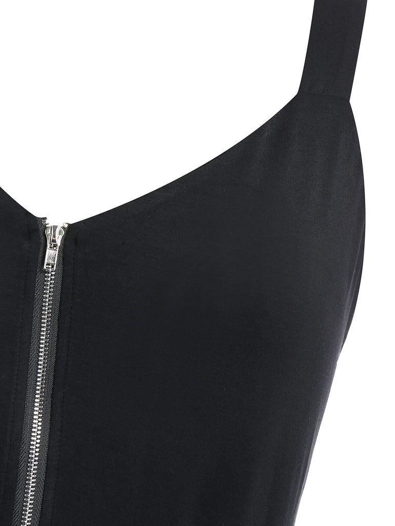 Buckled Zip Up Tank Top