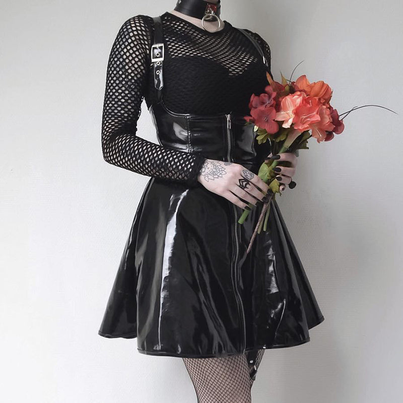 Sexy PVC Underbust Suspender Skirt Dress