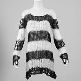 White Stripes Black Steampunk Pullover