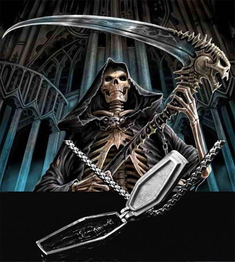 Gothic Cross Stainless Steel Coffin Necklace