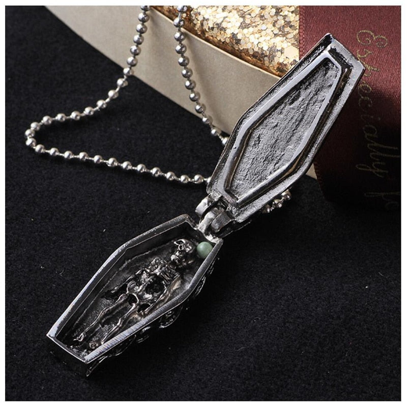 Gothic Cross Stainless Steel Coffin Necklace