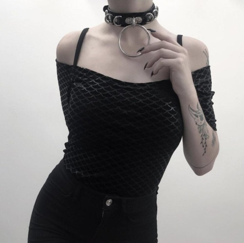 Gothic Punk Collar Choker Circle Rivets