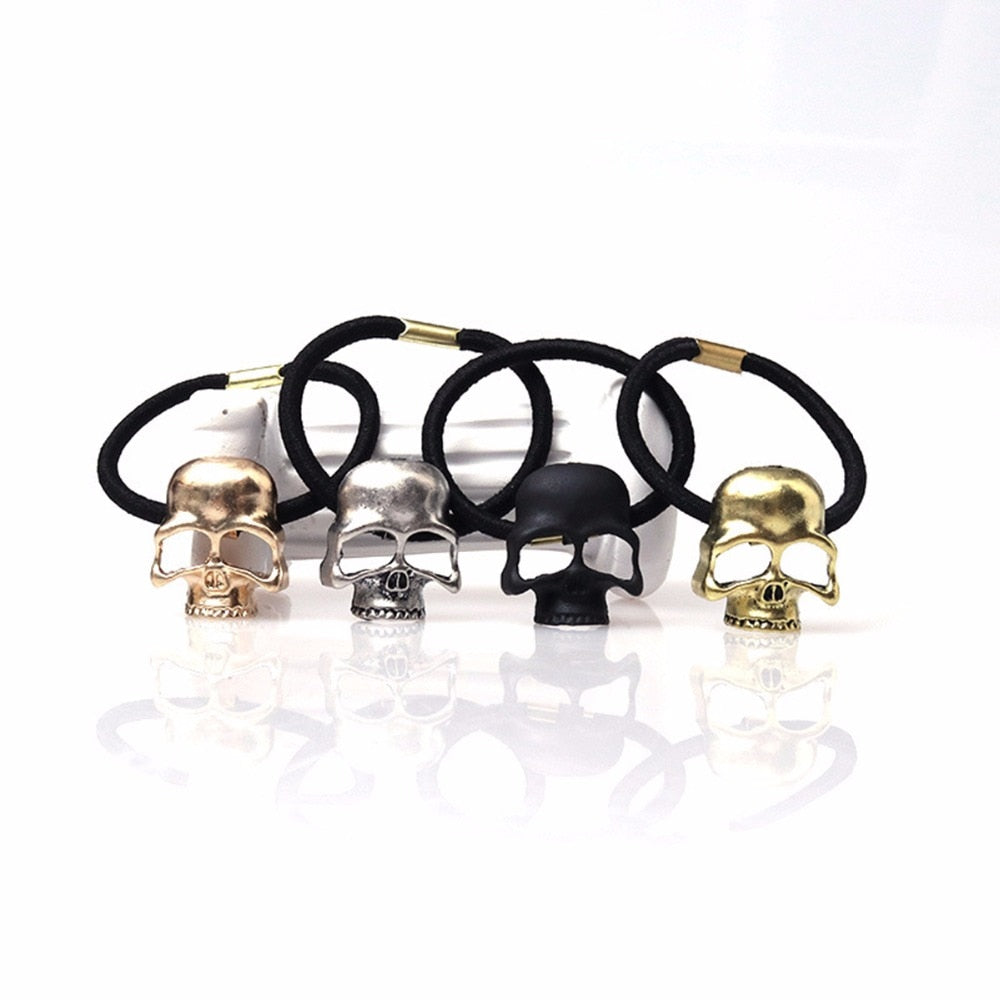 Punk Hair Tie Gothic Raven Skull Elastic