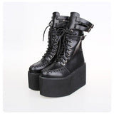 Punk Leather Lace-up Boots