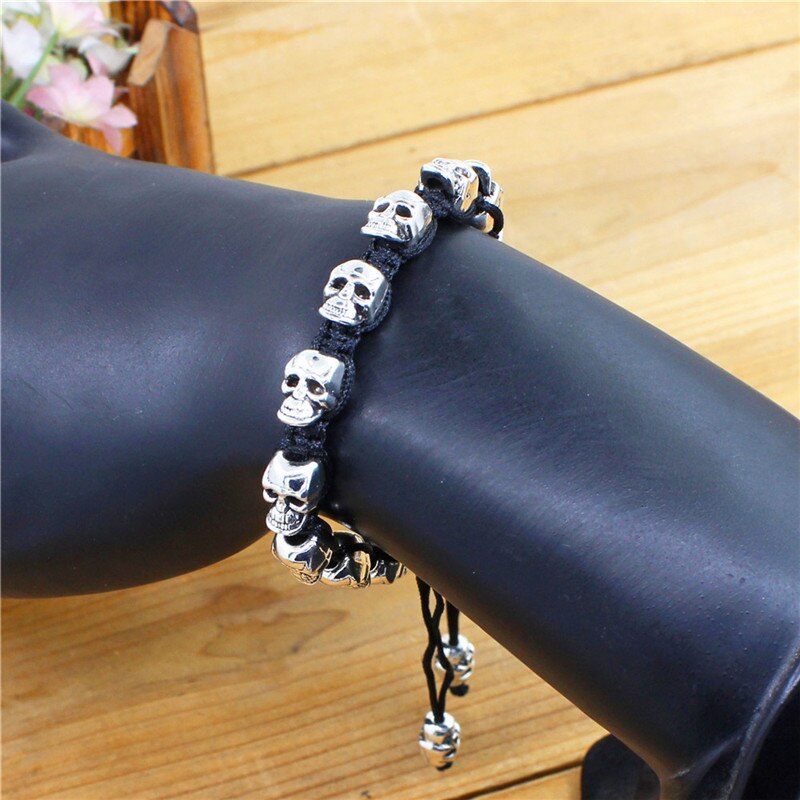 Smile Skull Bead Bracelets Rope Woven