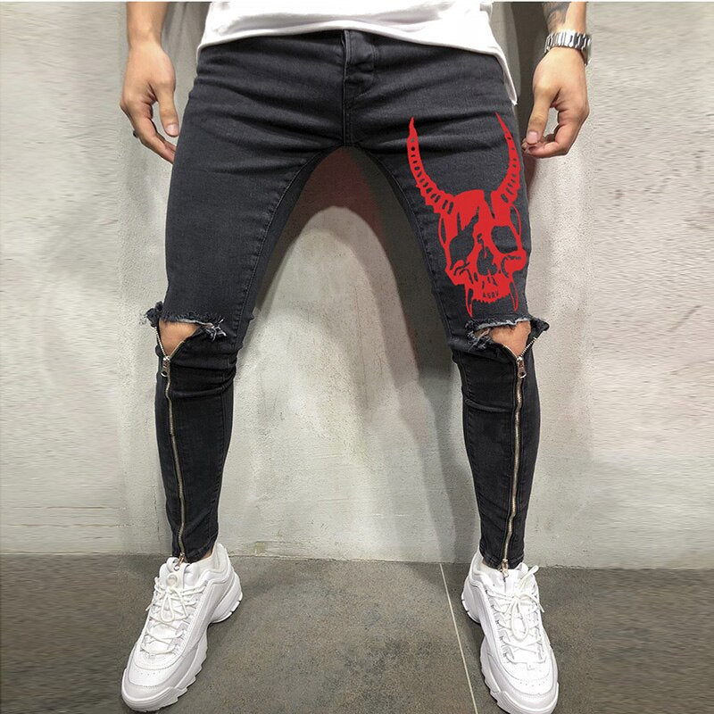 Skull Pants Black Blue