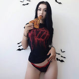 Gothic Dark Black Skinny Grunge Print T-shirt