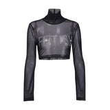 Gothic Punk Mesh Turtleneck Top Tees