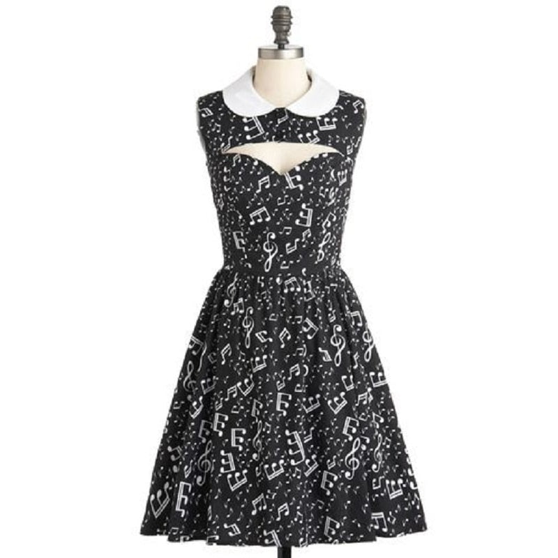 Dress Women Musical Notes Print