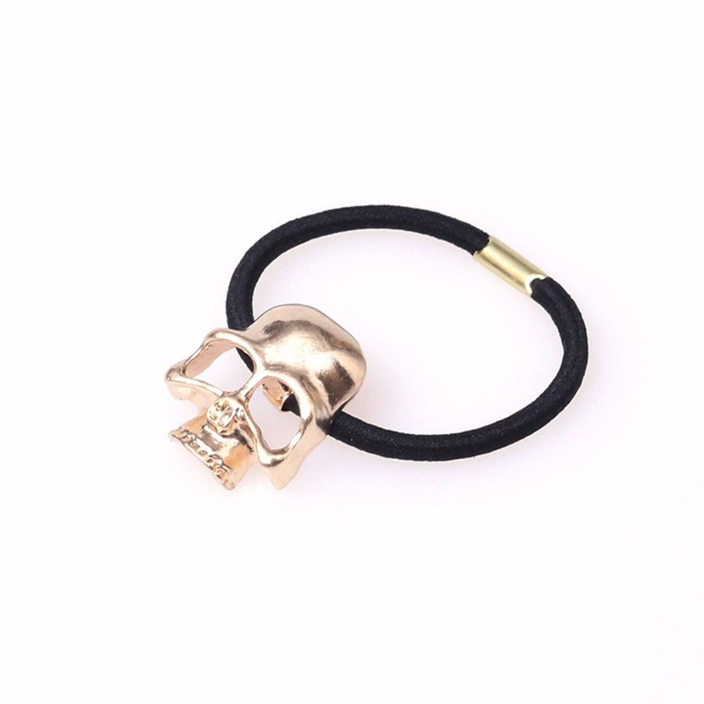 Punk Hair Tie Gothic Raven Skull Elastic