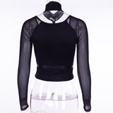 T-shirt women halter long sleeve crop top